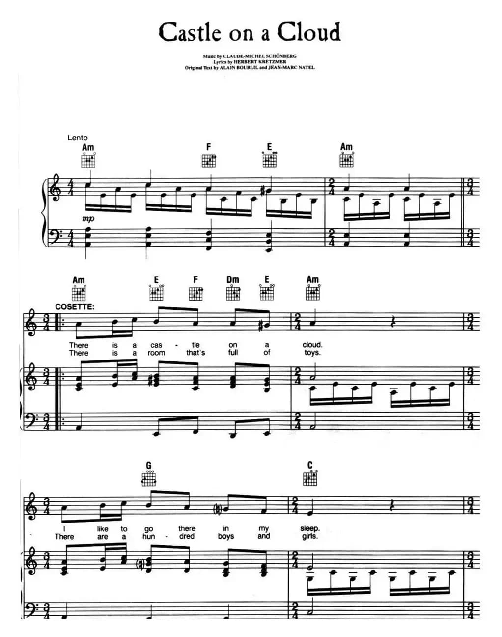 Castle on a Cloud (音乐剧《悲惨世界》(Les Miserables)选曲、正谱 )