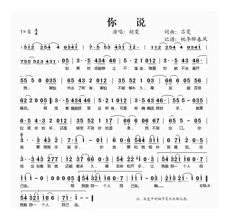 你说（吕雯 词曲）
