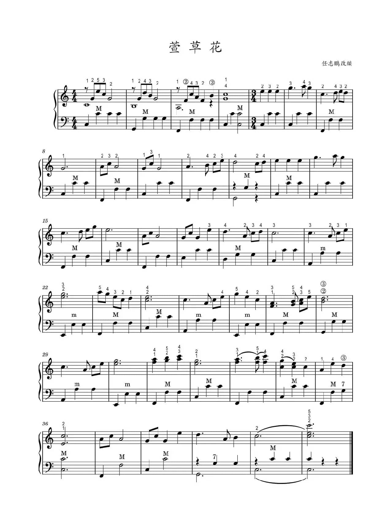 萱草花（手风琴五线谱高清版）