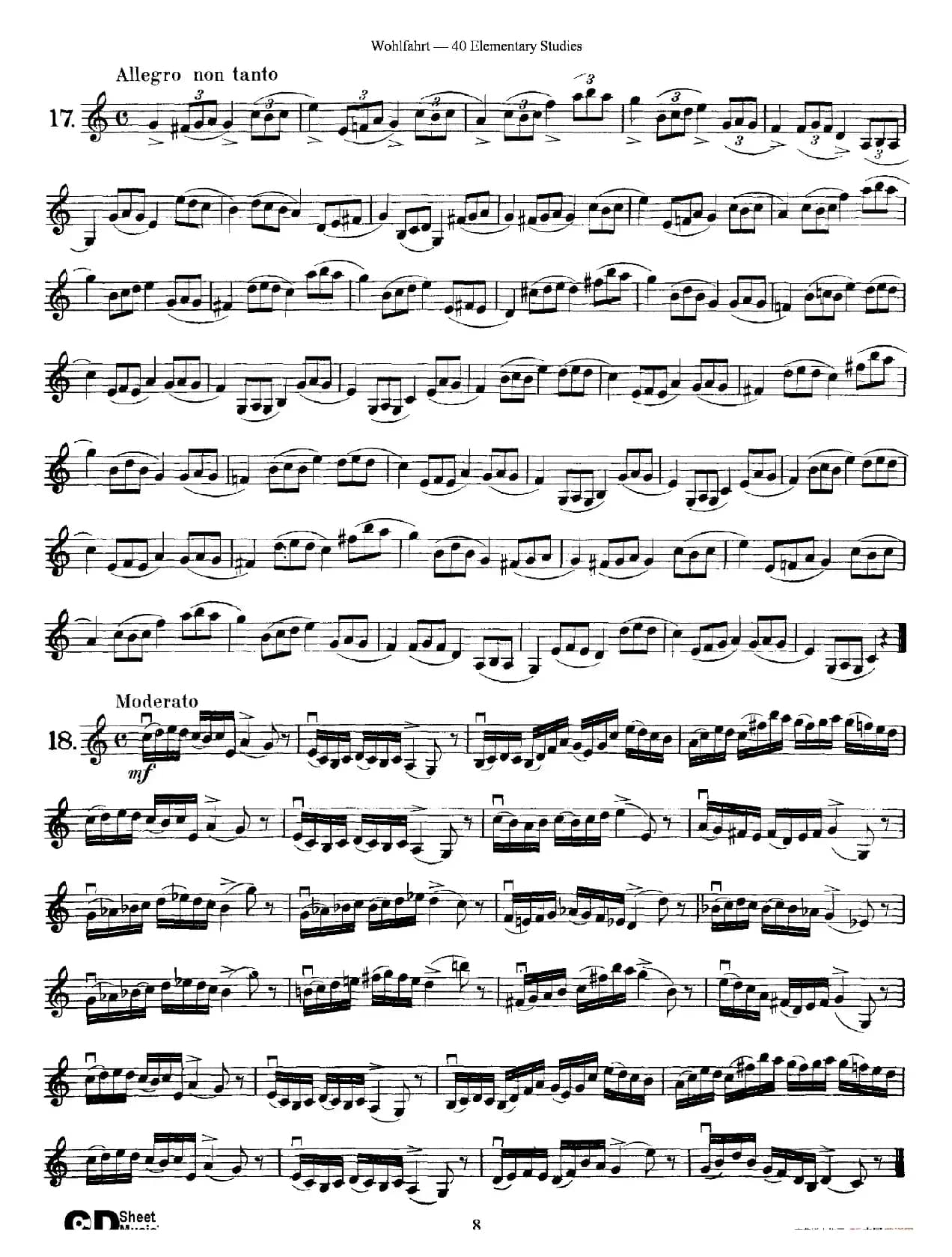 Wohlfahrt《40 Elementary Studies,Op. 54》(沃尔法特《40首小提琴练习曲》)