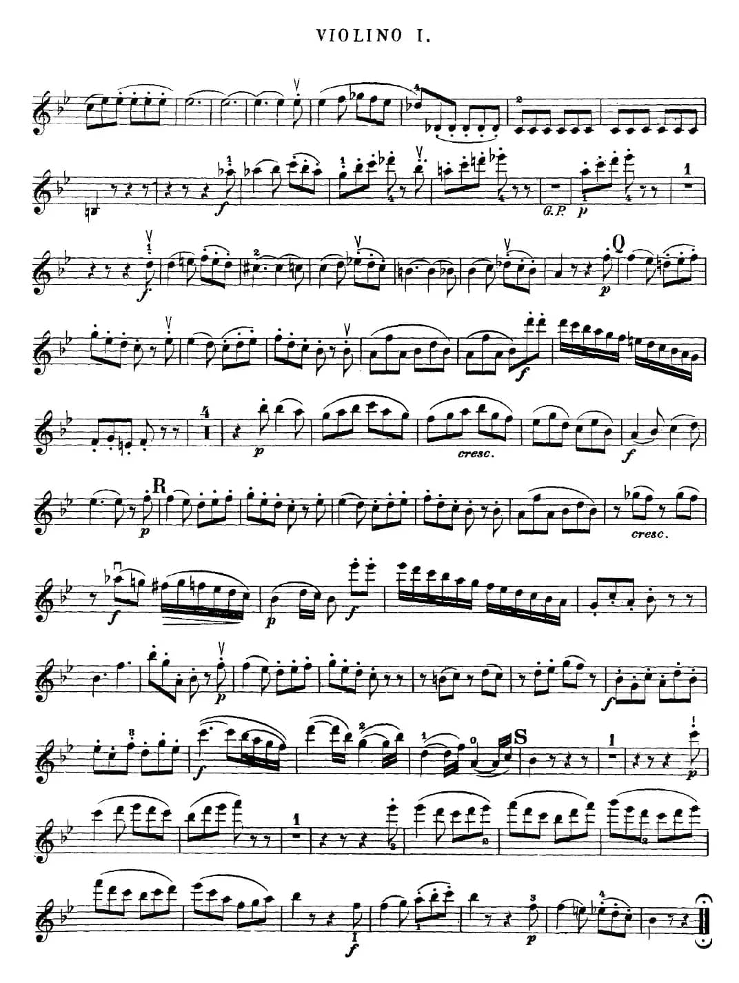 Mozart《Quartet No.22 in Bb Major，K.589》（Violin 1分谱）