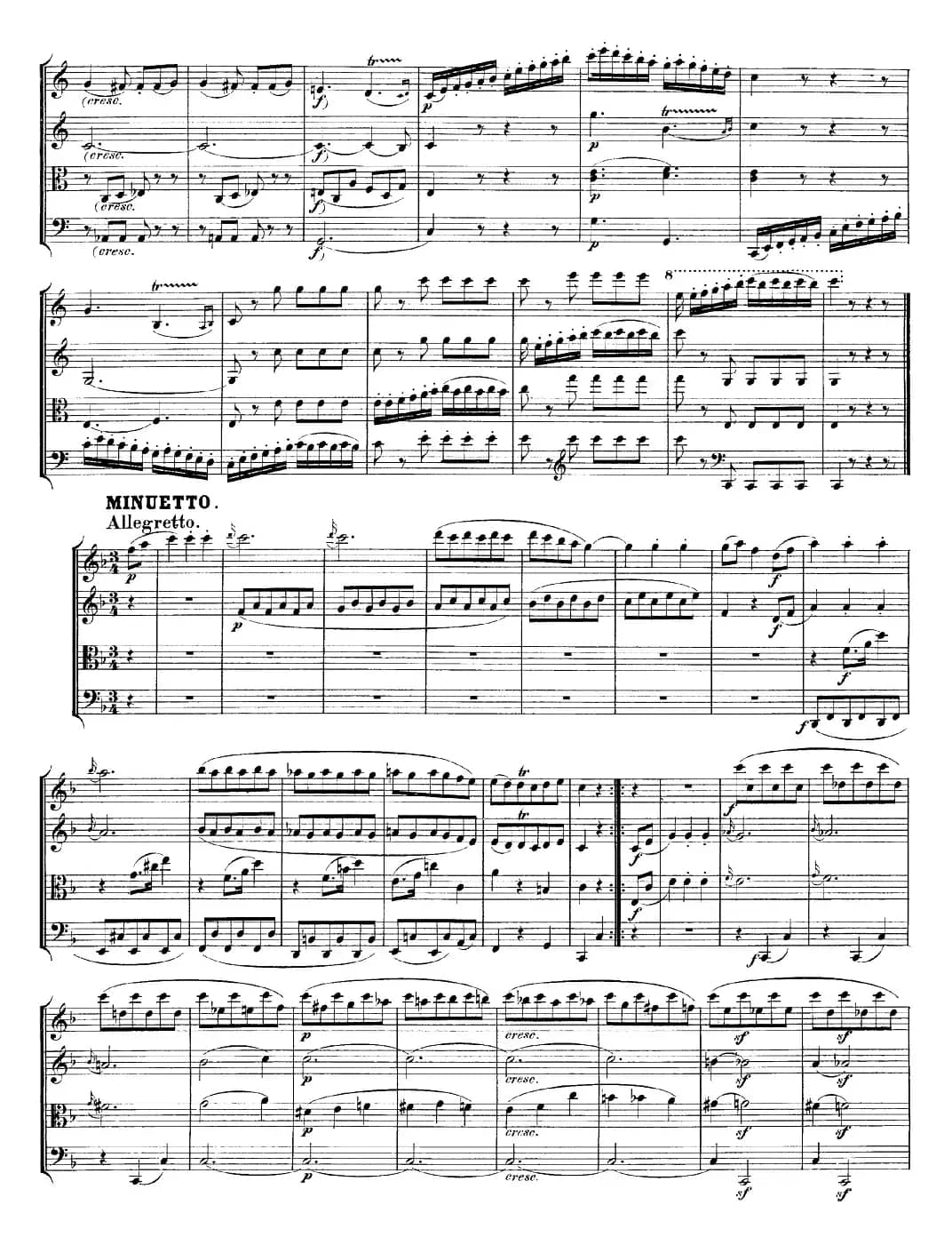 Mozart《Quartet No.23 in F Major，K.590》（总谱）
