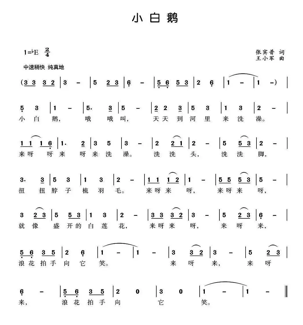 小白鹅（张宾普词 王小军曲）