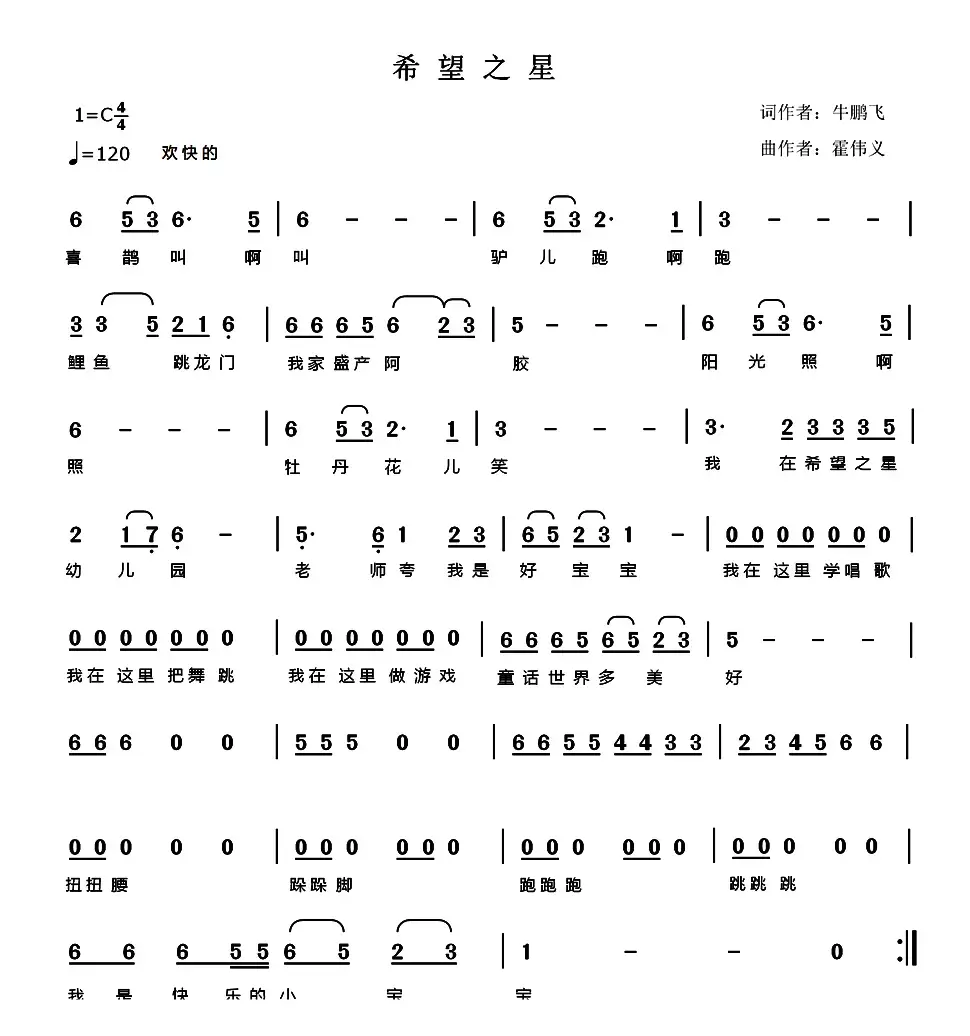 希望之星（牛鹏飞词 霍伟义曲）