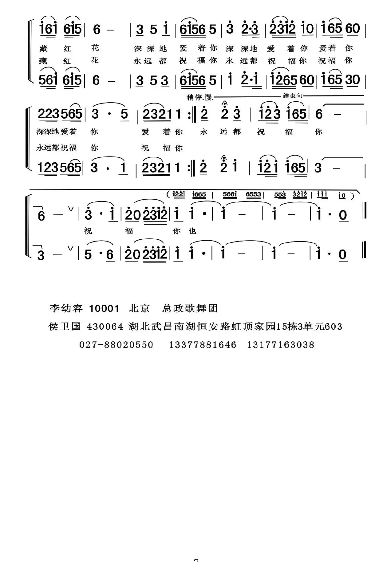 藏红花说我爱你（男女声二重唱）