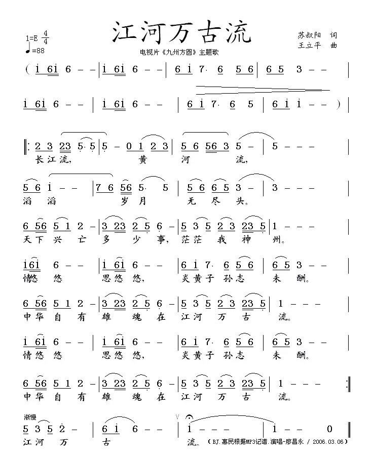 江河万古流（电视片《九州方圆》主题歌）