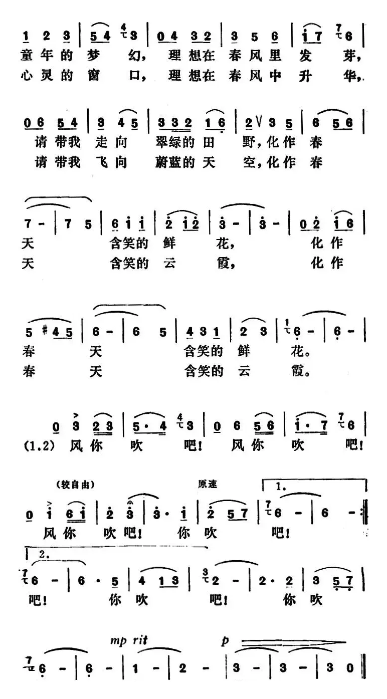 风，你吹吧（任卫新词 启文曲）