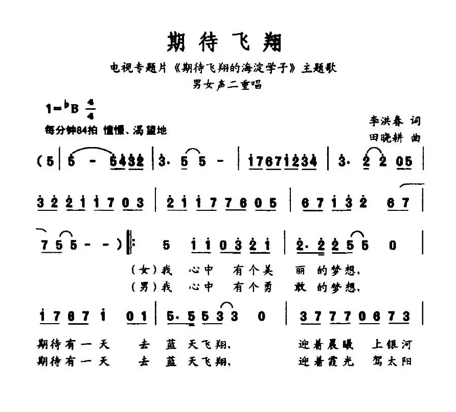 期待飞翔（电视专题片《期待飞翔的海淀学子》主题歌）