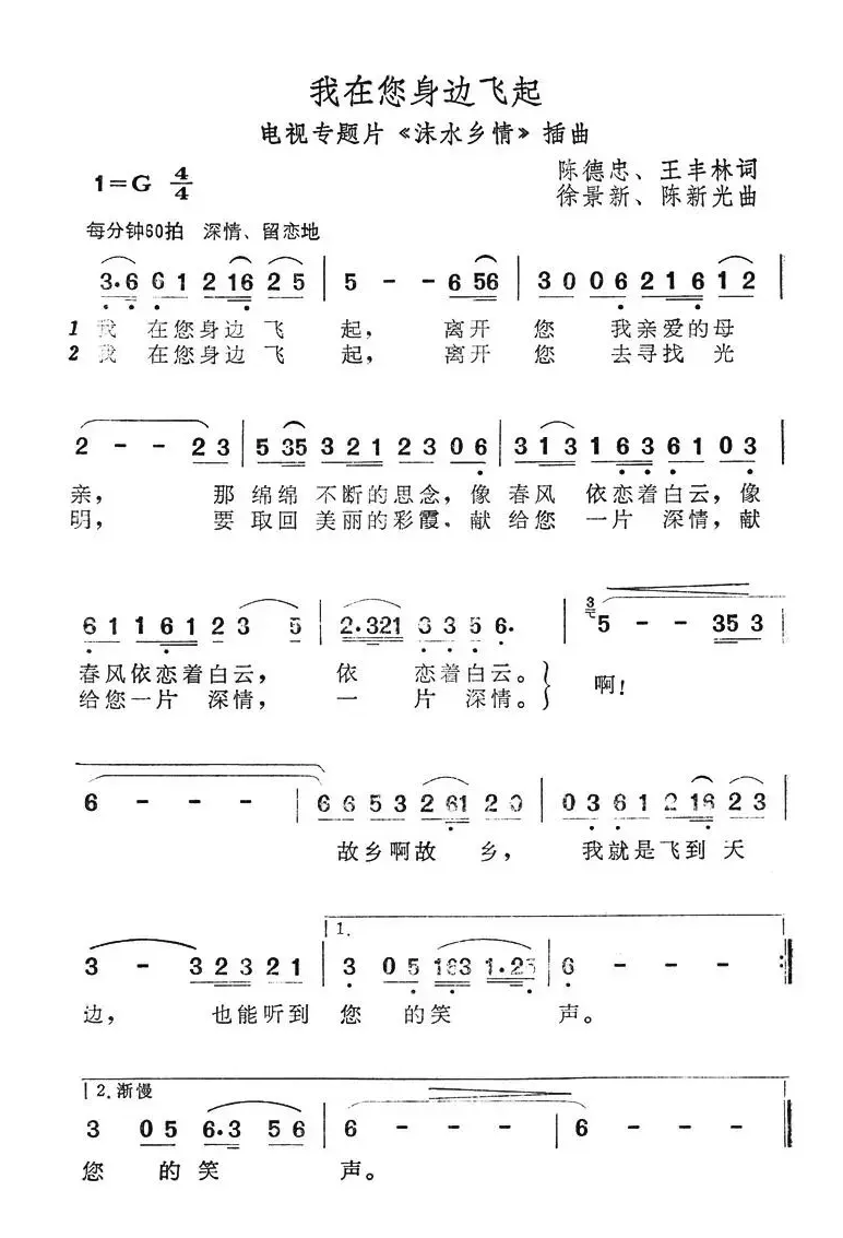 我在您身边飞起（电视专题片《沫水乡情》插曲）