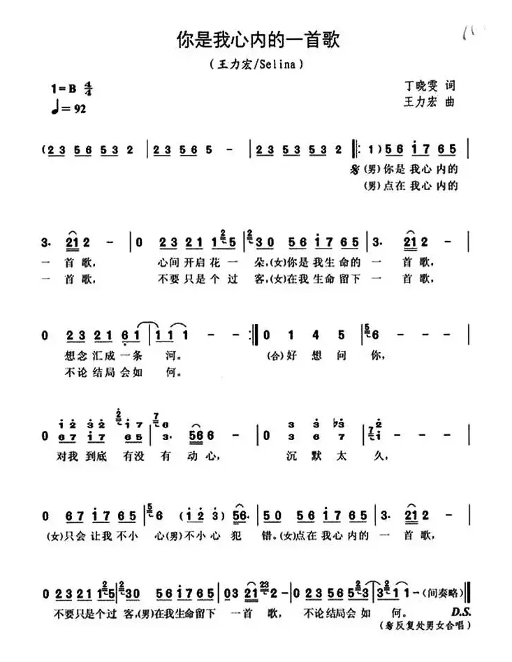 你是我心内的一首歌