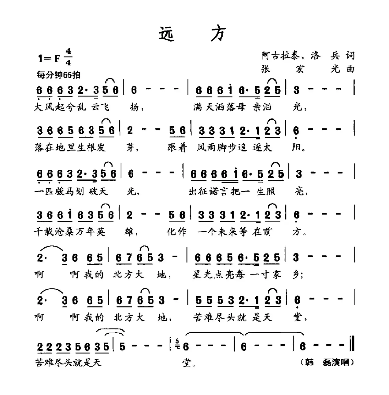 远方（阿古拉泰 洛兵词 张宏光曲）