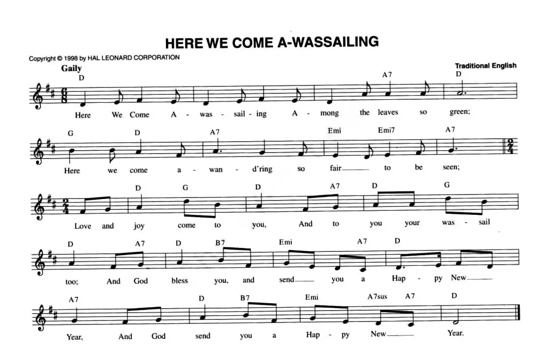 HERE WE COME A-WASSAILING