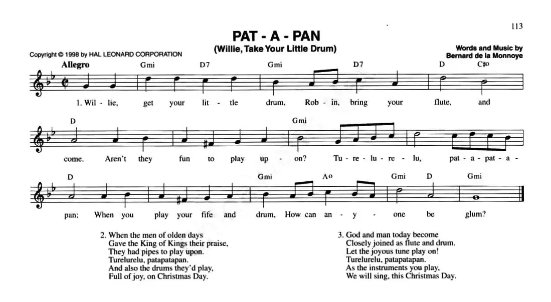 PAT - A - PAN（WILLIE, TAKE YOUR LITTLE DRUM）