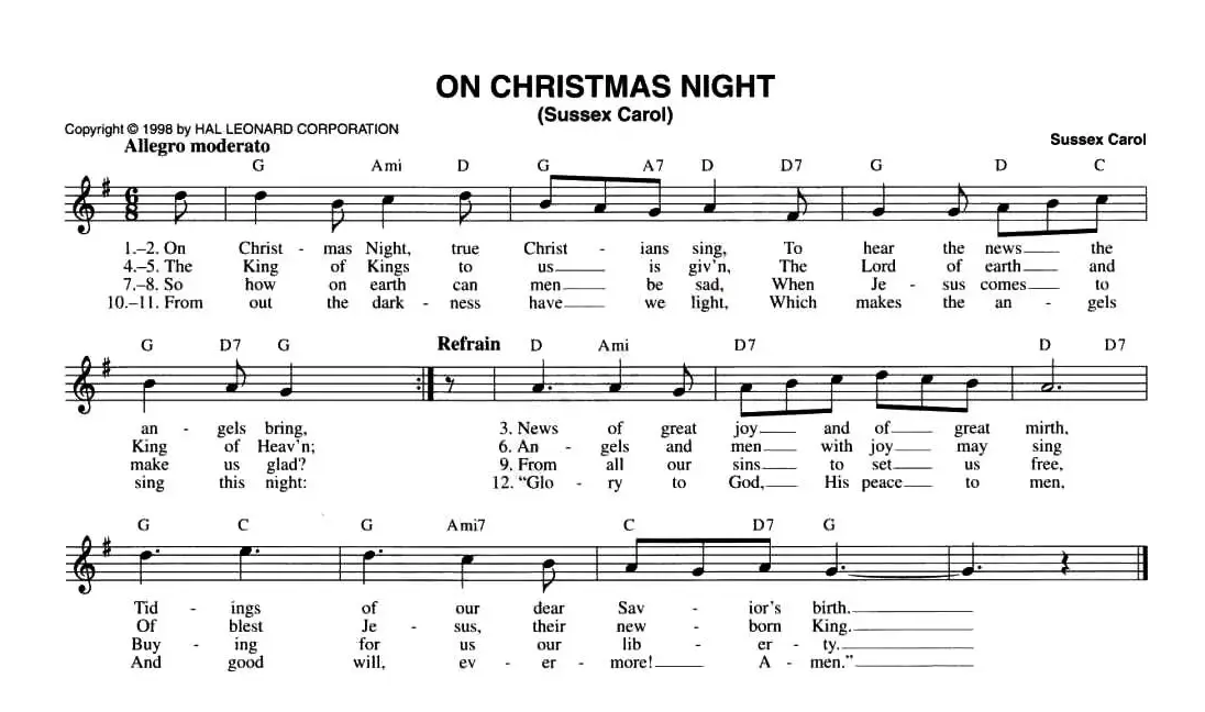 ON CHRISTMAS NIGTH（SUSSEX CAROL）