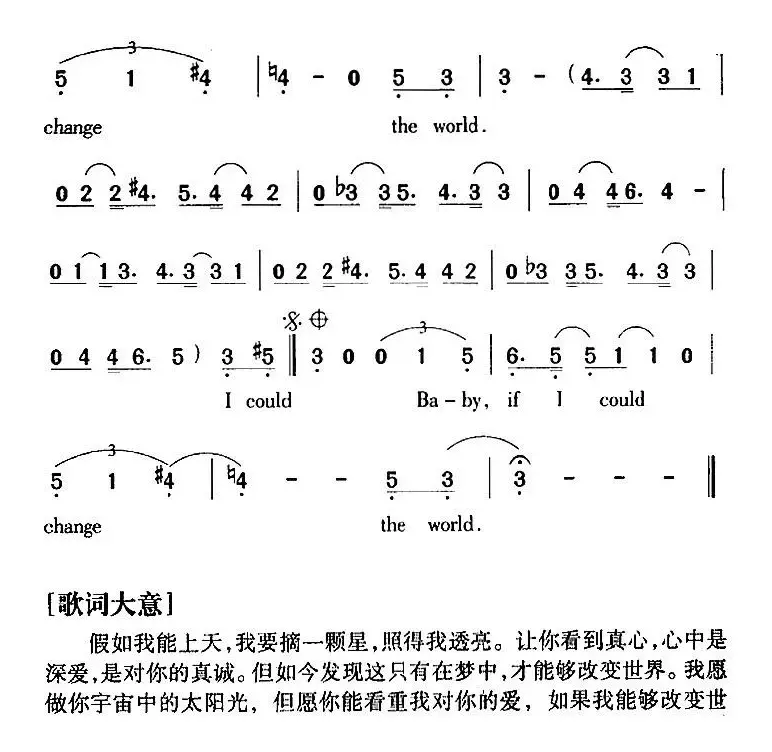 Change The World 改变世界（美国影片《特异功能》插曲）