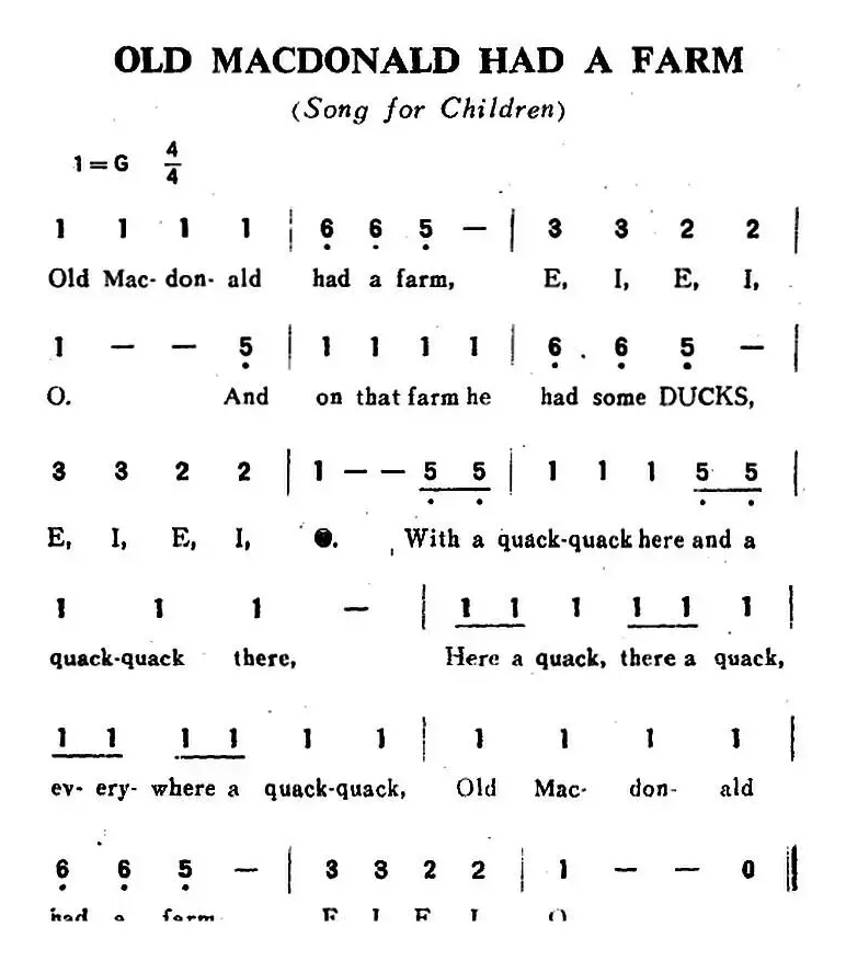 OLD MACDONALD HAD A FARM（老麦克唐纳有一个农场）