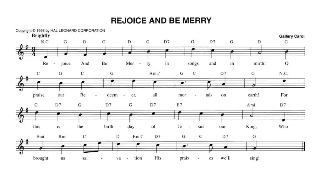 REJOICE AND BE MERRY（五线谱）