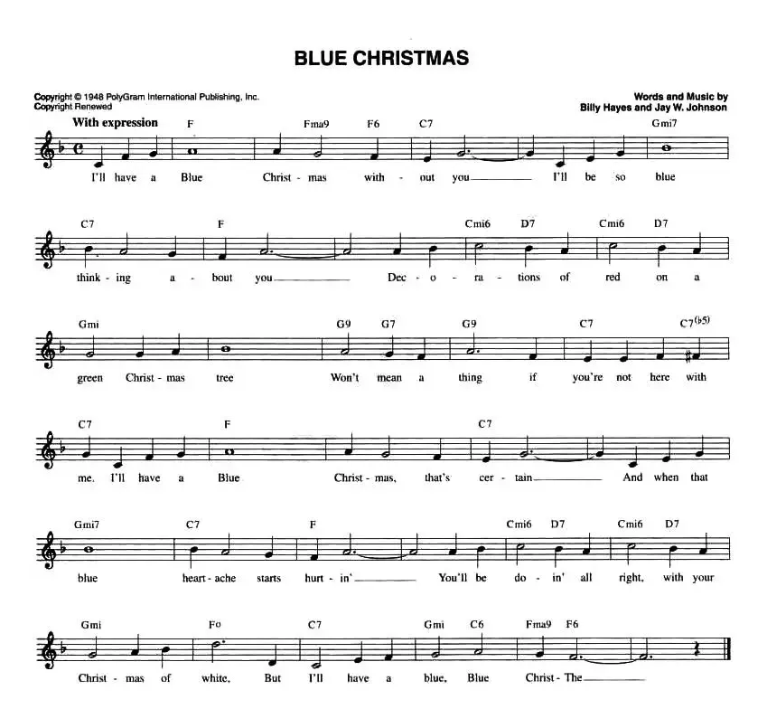 BLUE CRISTMAS（五线谱）