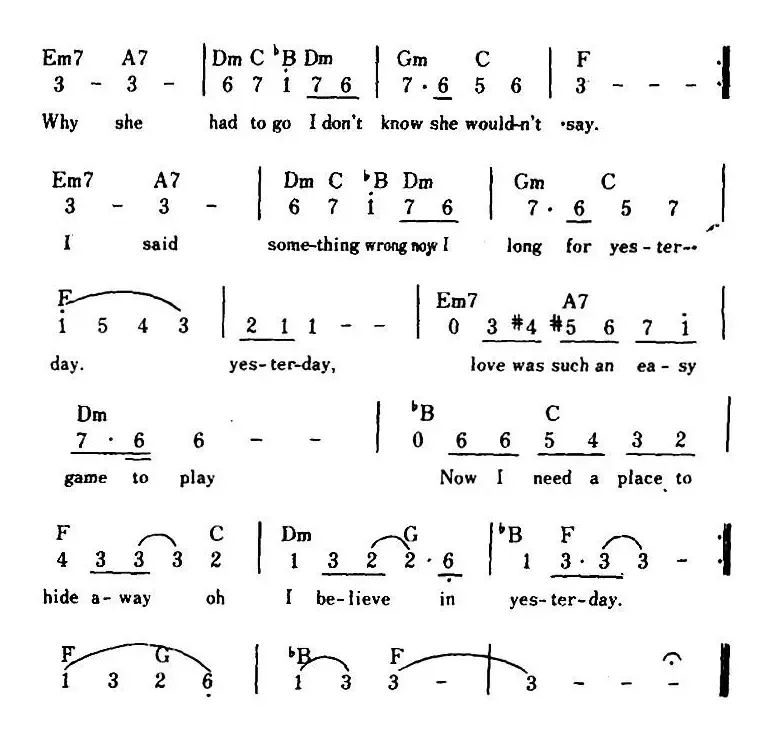 [美]Yesterday（昨天、带和弦）