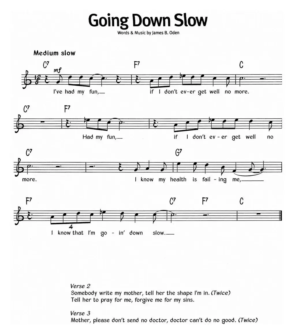 蓝调音乐：Going Down Slow