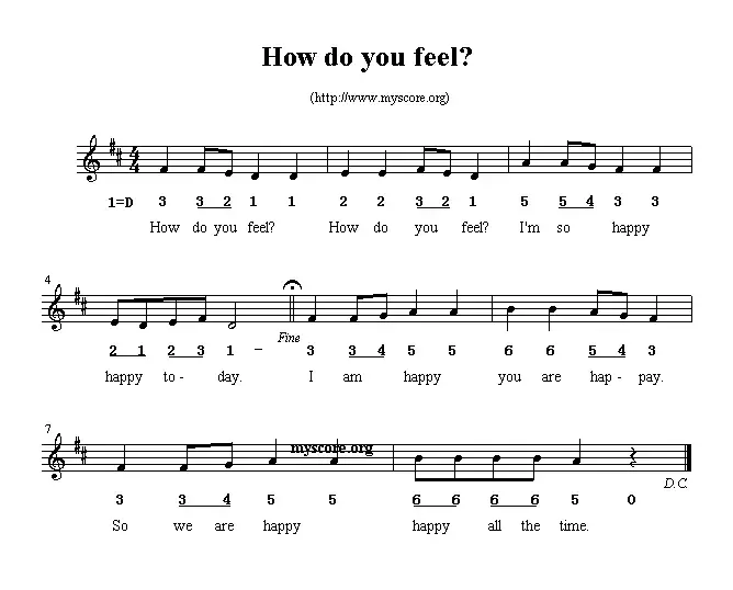 How do you feel?（英文儿歌）