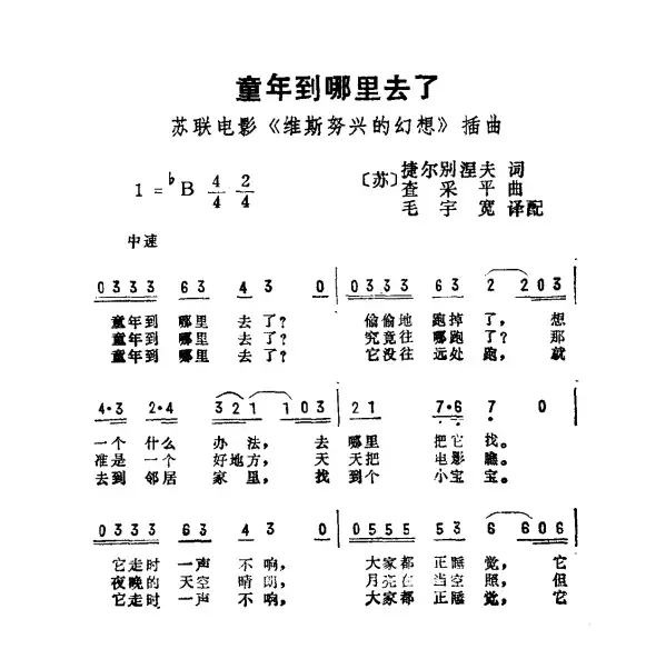 童年到哪里去了（苏联电影《维思努兴的幻想》插曲）