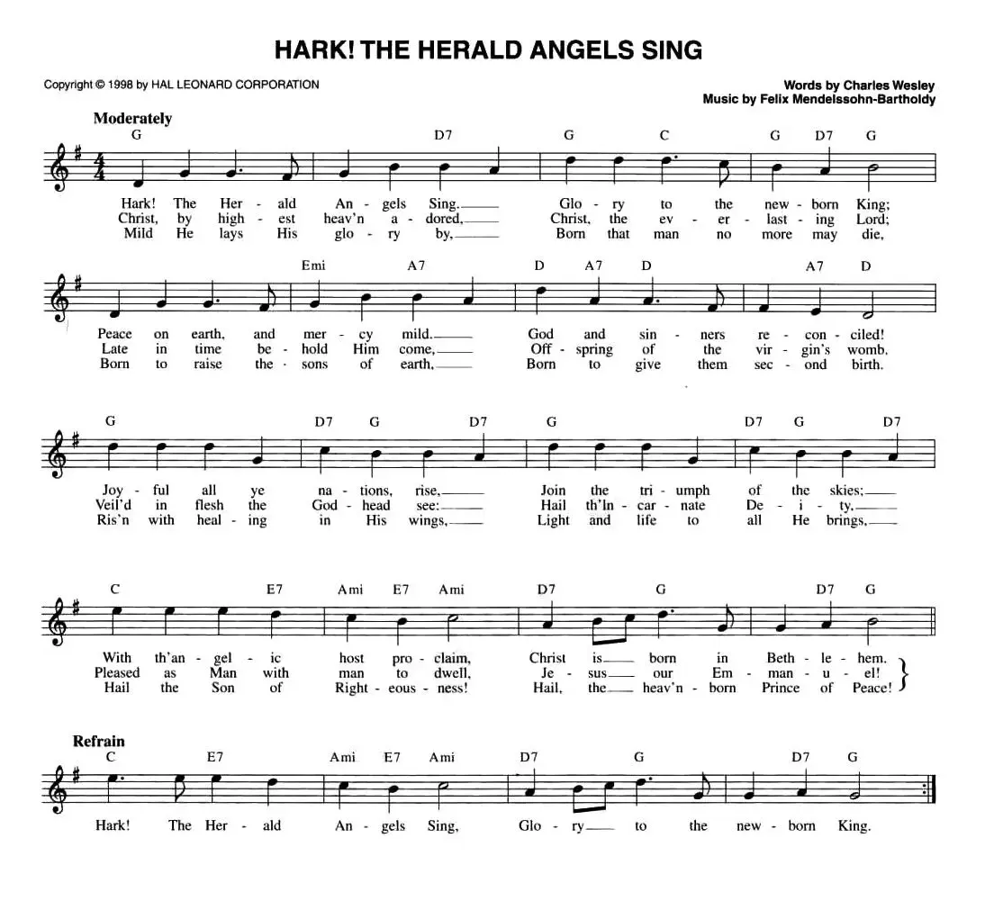 HARK！THE HERALD ANGELS SING（五线谱）