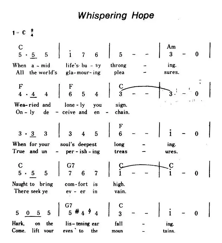 [美]Whispering Hope（低声的祈祷、带和弦）