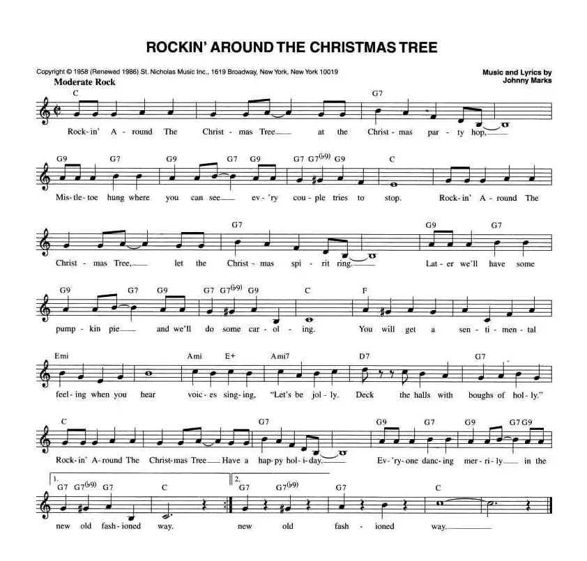 ROCKIN' AROUND THE CHRISTMAS TREE（五线谱）