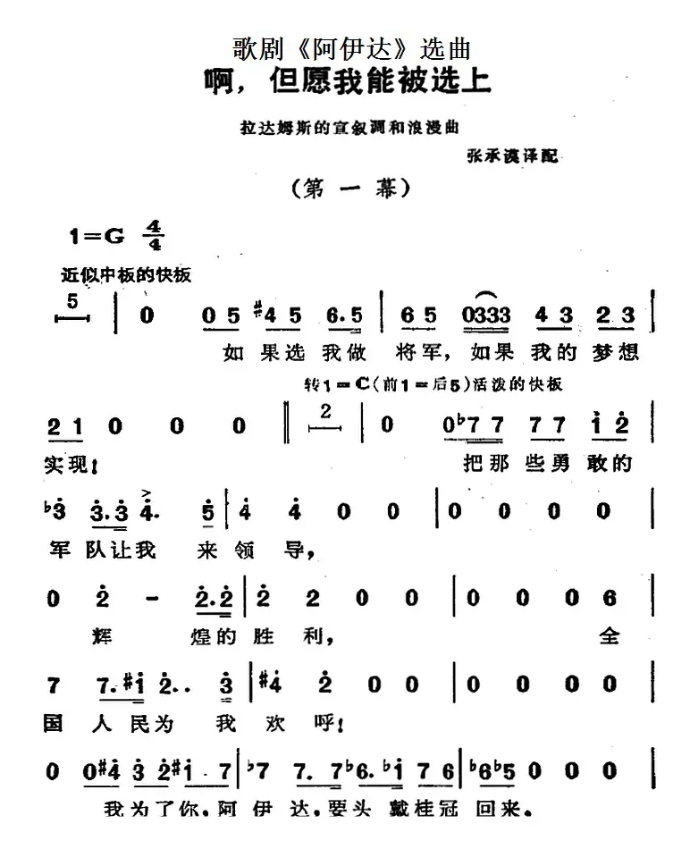 歌剧《阿伊达》选曲：啊，但愿我能被选上